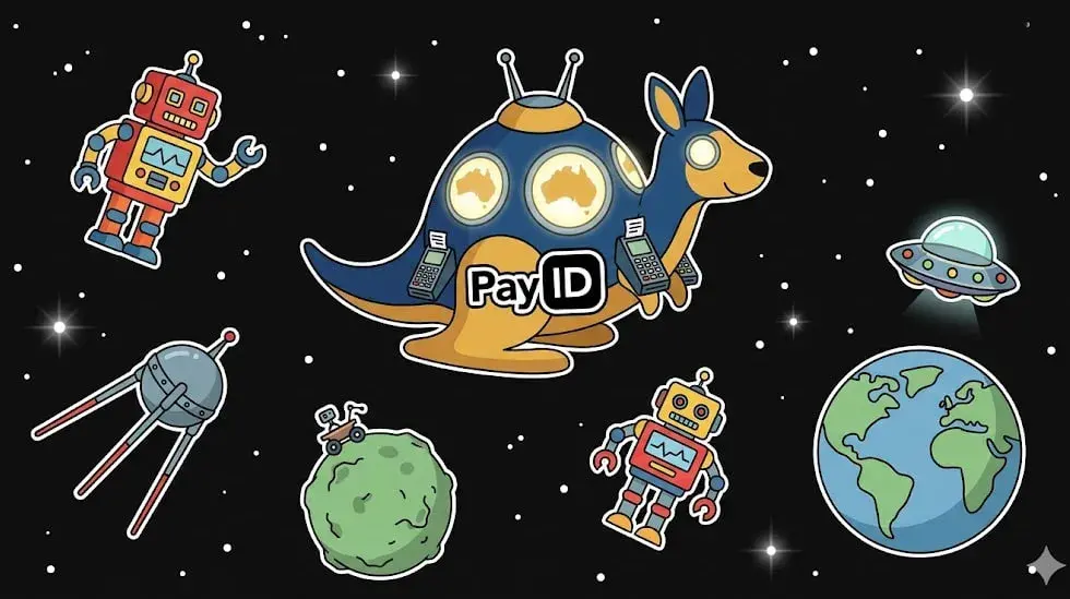 Cosmic kangaroo with PayID inscription in the center of space surrounded by comets and planets — www.freeslots99.com